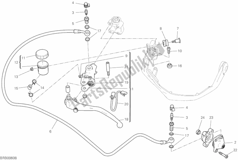 Todas as partes de Cilindro Mestre Da Embreagem do Ducati Multistrada 1260 S ABS 2018